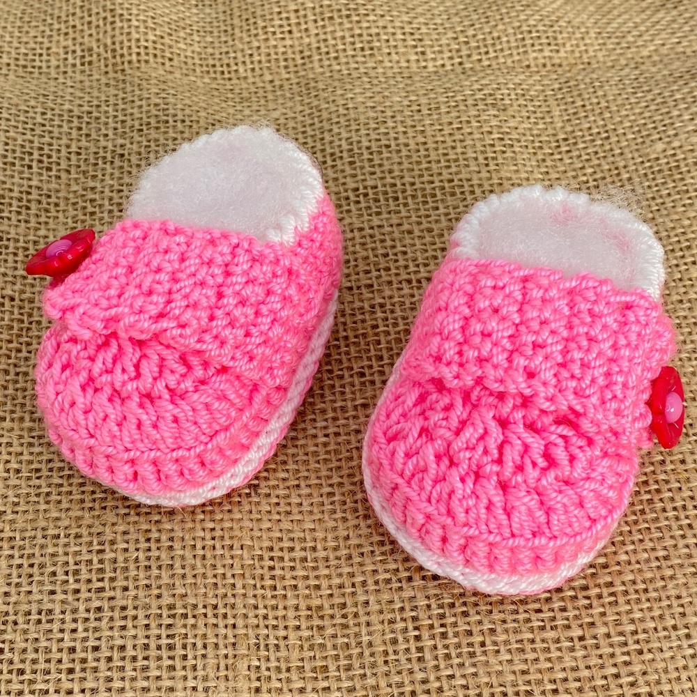 JACKYCO BABY COLLECTION CROCHET, PINK SHOES for Newborn